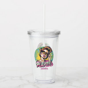 Personalised Retro  Mama Pop Art (18) Acrylic Tumbler
