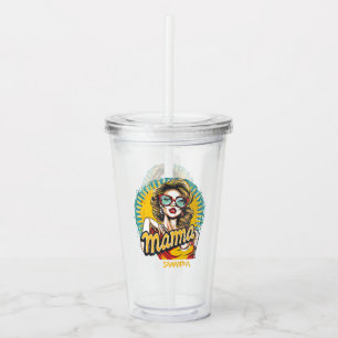 Personalised Retro Mama Pop Art (19) Acrylic Tumbler