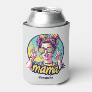 Personalised Retro  Mama Pop Art (19) Can Cooler