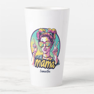 Personalised Retro Mama Pop Art (19) Latte Mug
