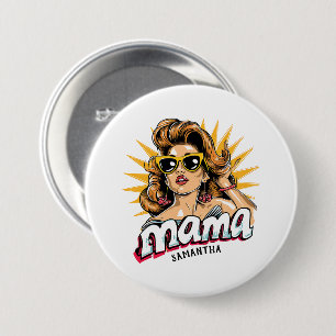 Personalised Retro Mama Pop Art 1 7.5 Cm Round Badge