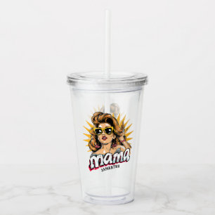 Personalised Retro  Mama Pop Art 1 Acrylic Tumbler