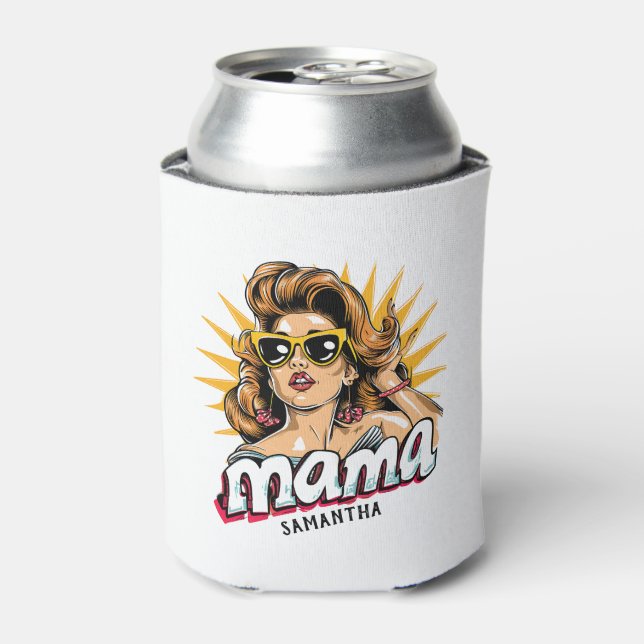 Personalised Retro  Mama Pop Art 1 Can Cooler (Can Front)