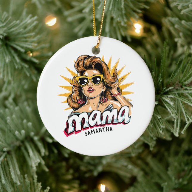 Personalised Retro  Mama Pop Art 1 Ceramic Tree Decoration (Tree)
