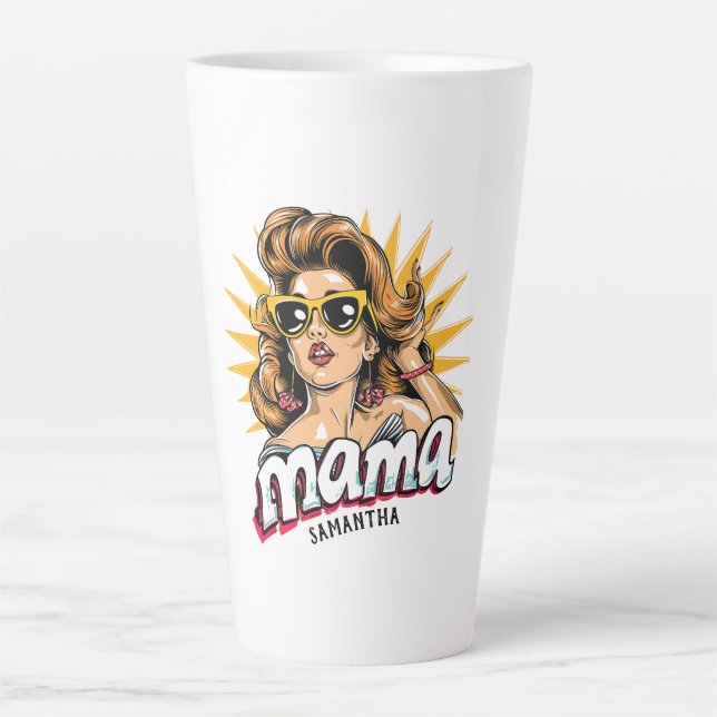 Personalised Retro  Mama Pop Art 1 Latte Mug (Front)