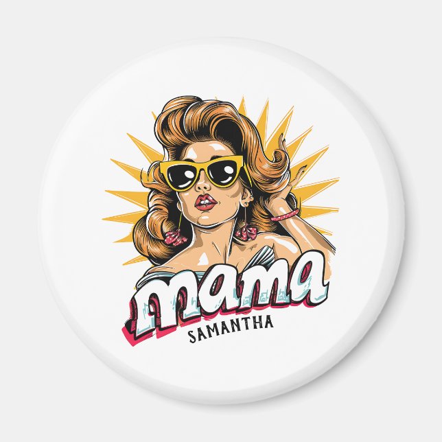 Personalised Retro  Mama Pop Art 1 Magnet (Front)