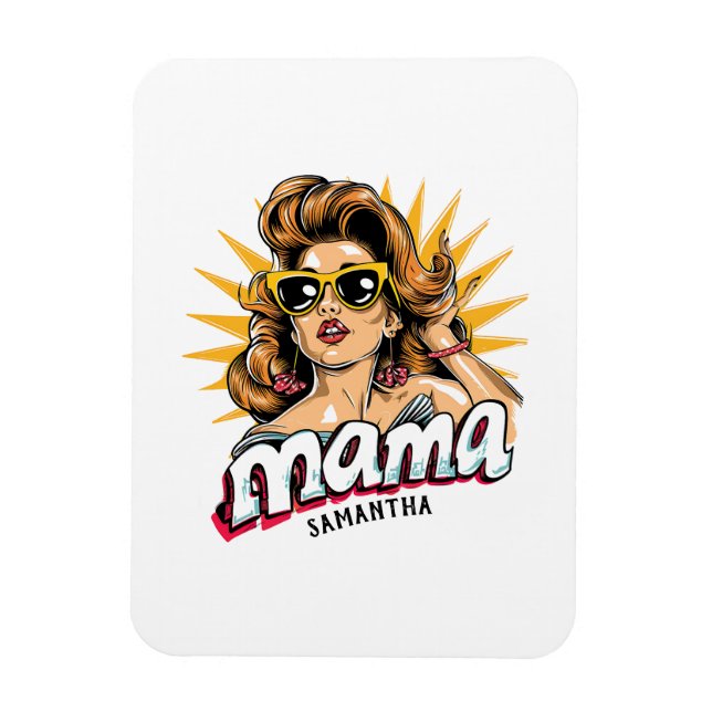 Personalised Retro  Mama Pop Art 1 Magnet (Vertical)