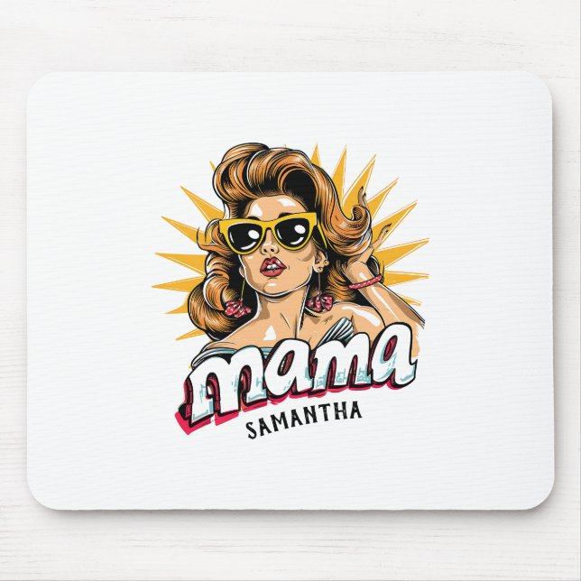 Personalised Retro  Mama Pop Art 1 Mouse Mat (Front)