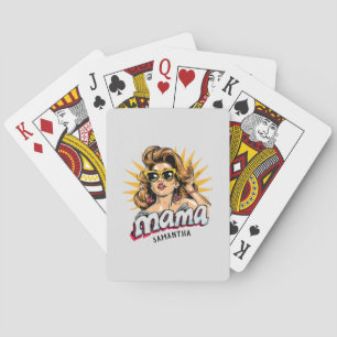 Personalised Retro  Mama Pop Art 1 Playing Cards