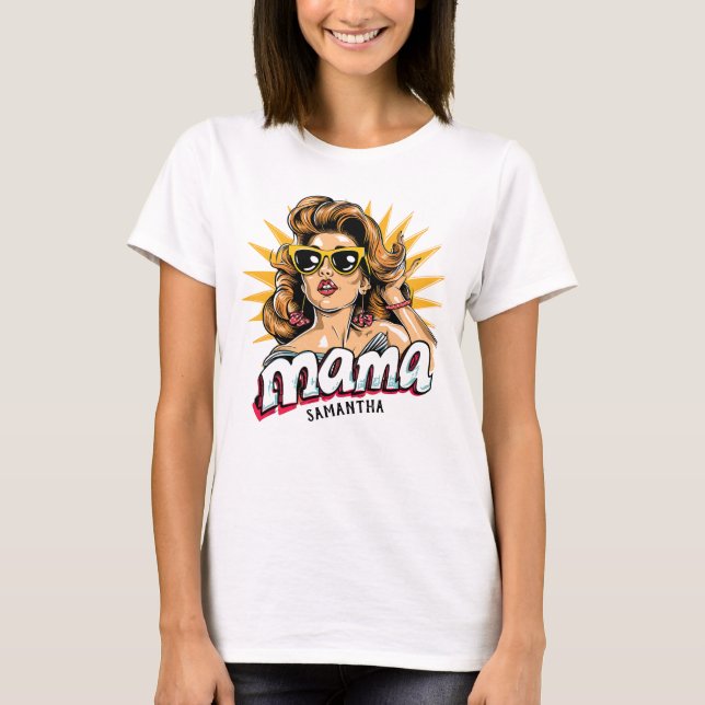 Personalised Retro  Mama Pop Art 1 T-Shirt (Front)