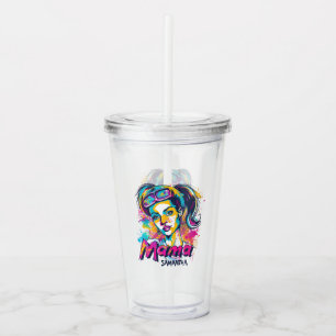 Personalised Retro  Mama Pop Art (20) Acrylic Tumbler