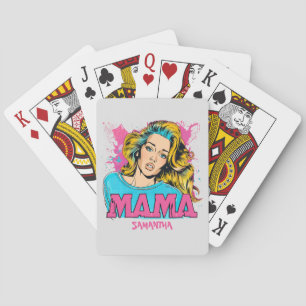 Personalised Retro  Mama Pop Art (20) Playing Cards