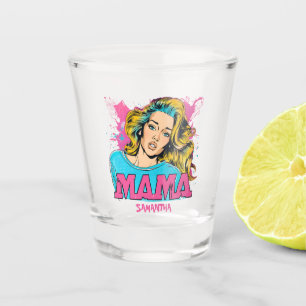 Personalised Retro Mama Pop Art (20) Shot Glass