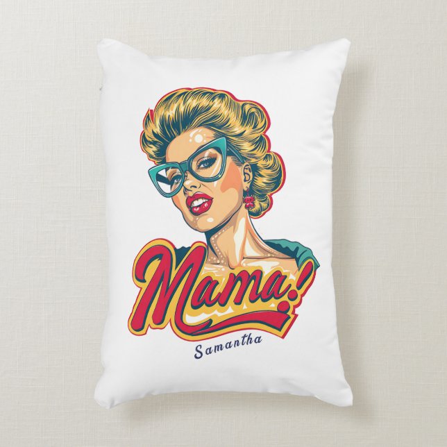 Personalised Retro  Mama Pop Art 2 Decorative Cushion (Front(Vertical))