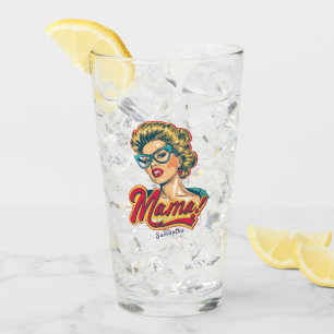 Personalised Retro  Mama Pop Art 2 Glass