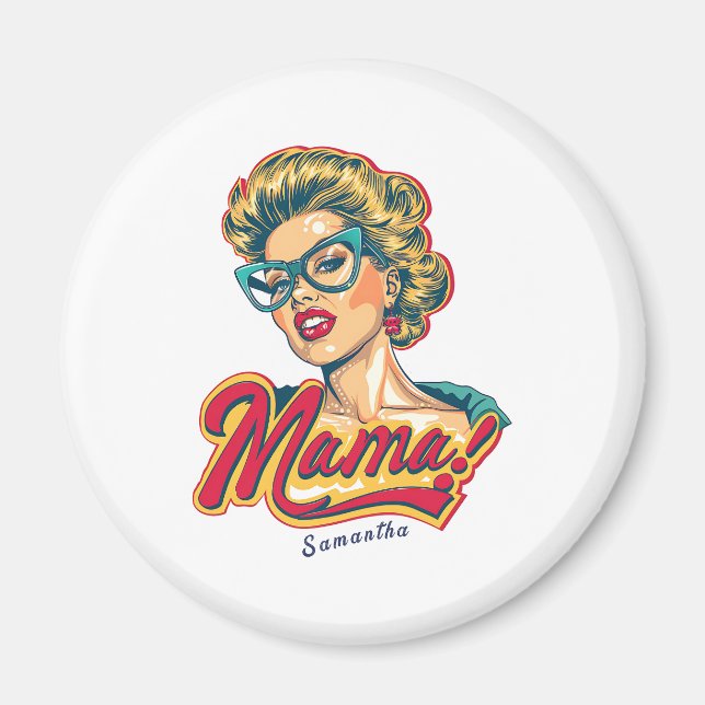 Personalised Retro  Mama Pop Art 2 Magnet (Front)
