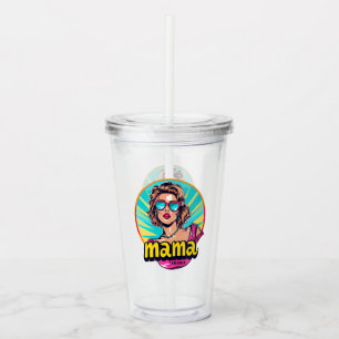Personalised Retro  Mama Pop Art (3) Acrylic Tumbler