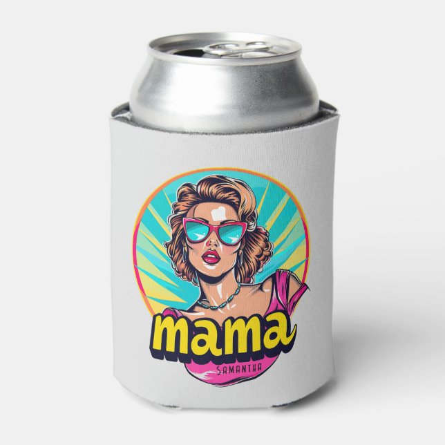Personalised Retro  Mama Pop Art (3) Can Cooler (Can Front)