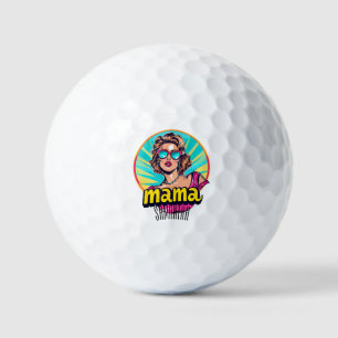 Personalised Retro Mama Pop Art (3) Golf Balls