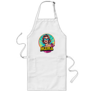 Personalised Retro  Mama Pop Art (3) Long Apron