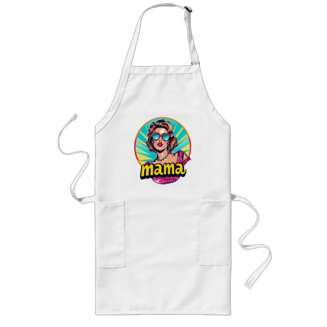 Personalised Retro  Mama Pop Art (3) Long Apron (Front)