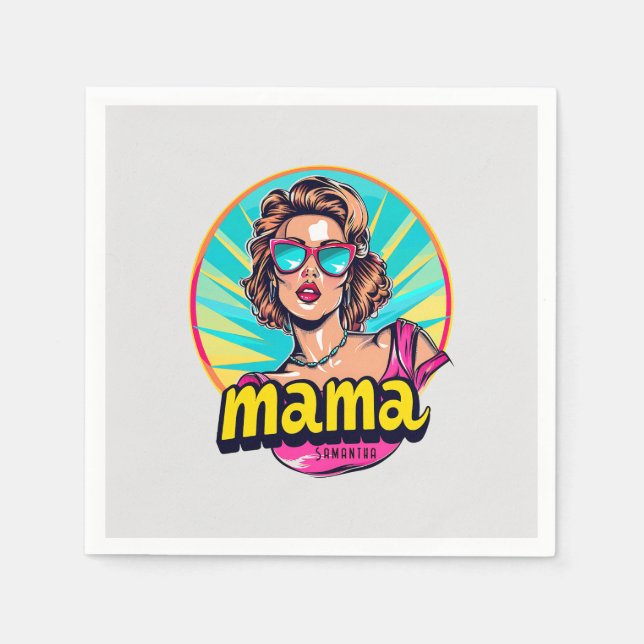 Personalised Retro  Mama Pop Art (3) Napkin (Front)