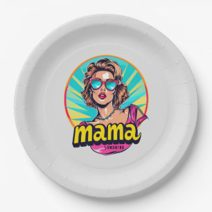 Personalised Retro  Mama Pop Art (3) Paper Plate