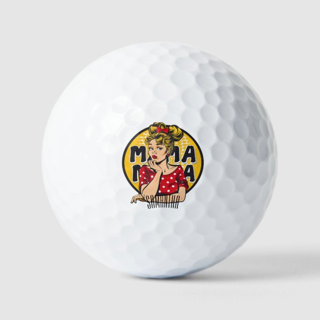 Personalised Retro  Mama Pop Art (4) Golf Balls (Front)