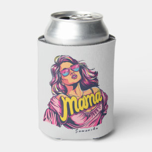 Personalised Retro Mama Pop Art (6) Can Cooler