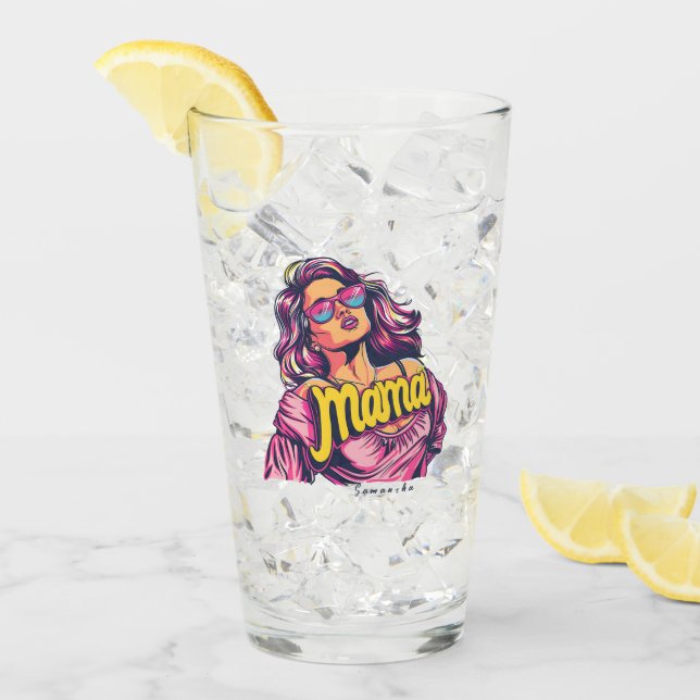 Personalised Retro  Mama Pop Art (6) Glass (Front Ice)