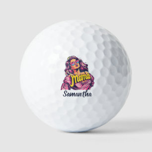 Personalised Retro  Mama Pop Art (6) Golf Balls