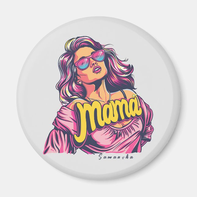 Personalised Retro  Mama Pop Art (6) Magnet (Front)