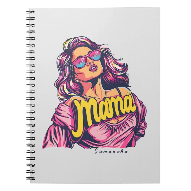Personalised Retro  Mama Pop Art (6) Notebook (Front)