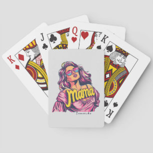 Personalised Retro  Mama Pop Art (6) Playing Cards