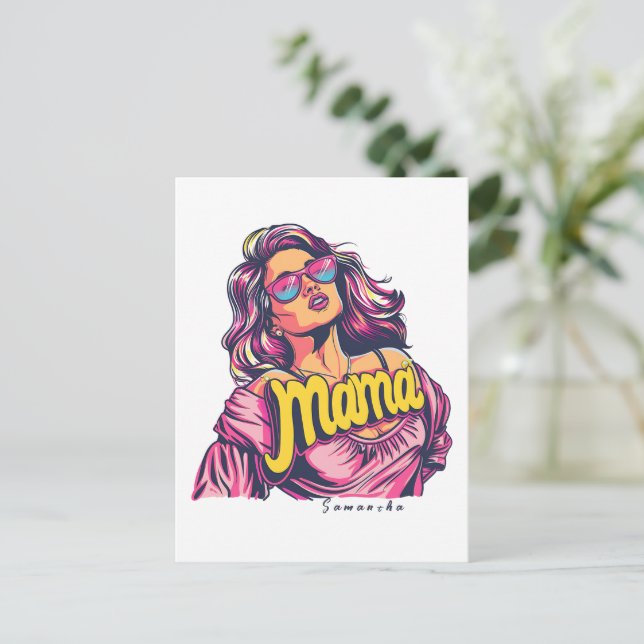 Personalised Retro  Mama Pop Art (6) Postcard (Standing Front)