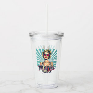 Personalised Retro  Mama Pop Art (7) Acrylic Tumbler