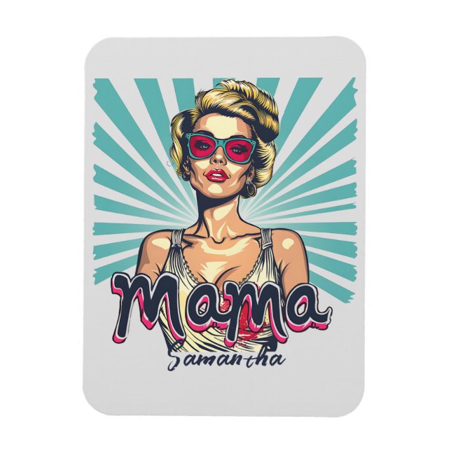 Personalised Retro Mama Pop Art (7) Magnet (Vertical)