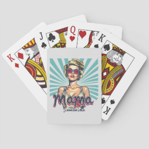 Personalised Retro  Mama Pop Art (7) Playing Cards
