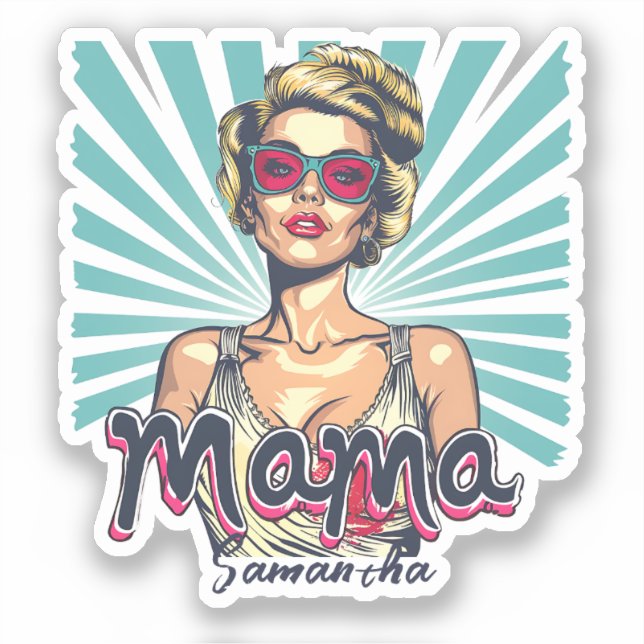 Personalised Retro  Mama Pop Art (7) Sticker (Front)