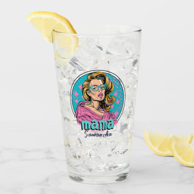 Personalised Retro  Mama Pop Art (8) Glass (Front Ice)