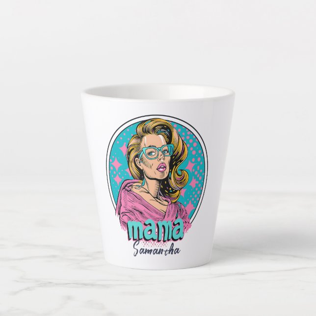 Personalised Retro  Mama Pop Art (8) Latte Mug (Front)