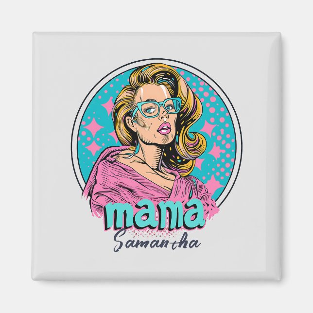 Personalised Retro  Mama Pop Art (8) Magnet (Front)