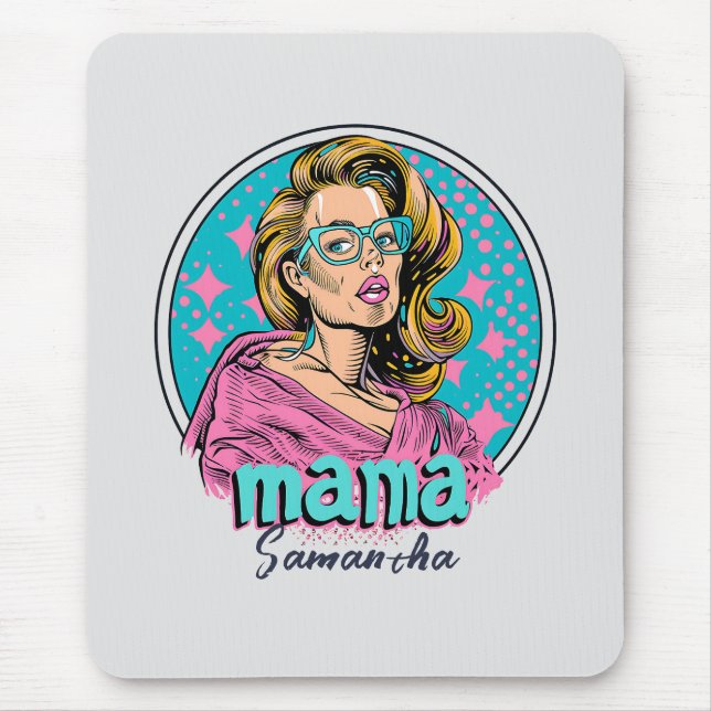 Personalised Retro  Mama Pop Art (8) Mouse Mat (Front)