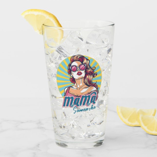 Personalised Retro  Mama Pop Art (9) Glass (Front Ice)