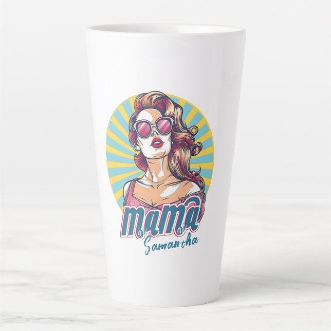 Personalised Retro  Mama Pop Art (9) Latte Mug (Front)