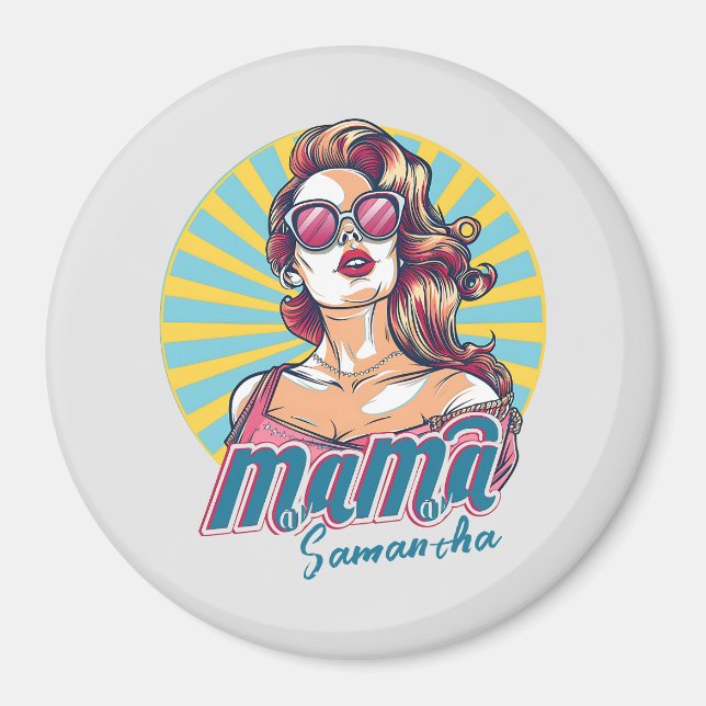 Personalised Retro  Mama Pop Art (9) Magnet (Front)