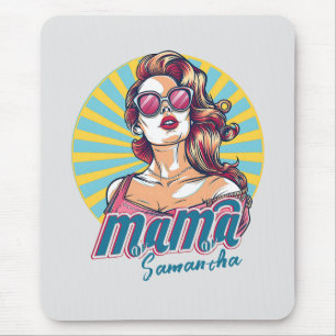 Personalised Retro  Mama Pop Art (9) Mouse Mat