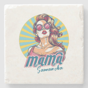 Personalised Retro  Mama Pop Art (9) Stone Coaster