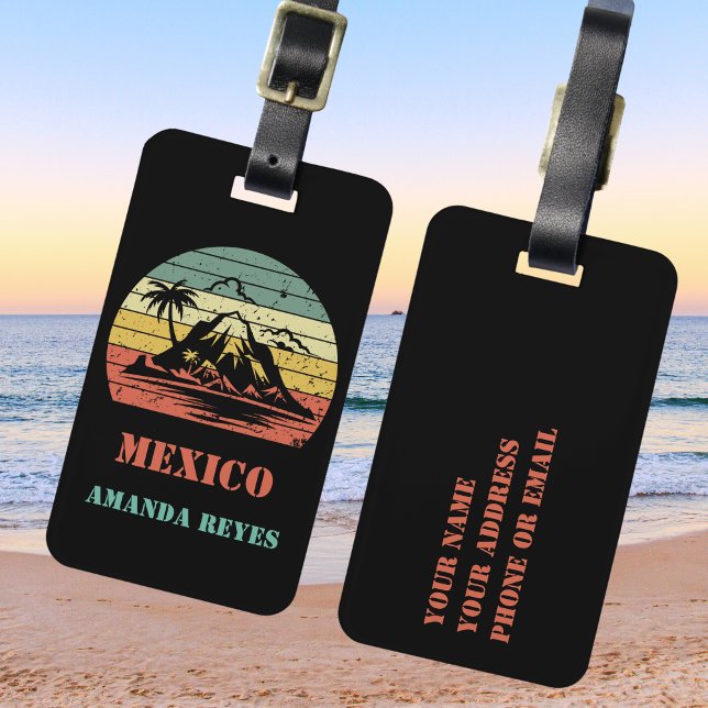 Personalised Retro Mexico Luggage Tag (Creator Uploaded)