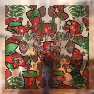 Personalised Retro Minimalist Mushroom Holidays Window Cling